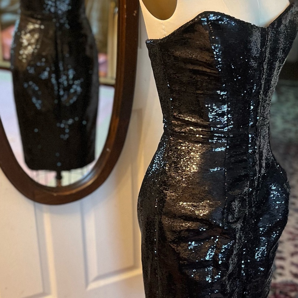 Isabel Marant Strapless Black Sequin Dress